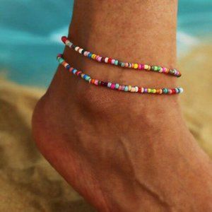 Bali Heart Multicolor Boho Tropical Farm Rio Anklet Boho Foot Jewelry Bracelet